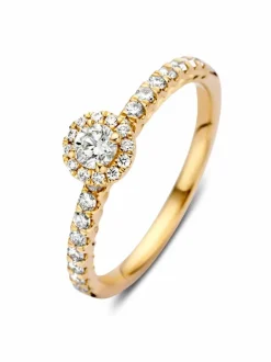 Entourage ring geelgoud briljant + Feestelijk verpakt