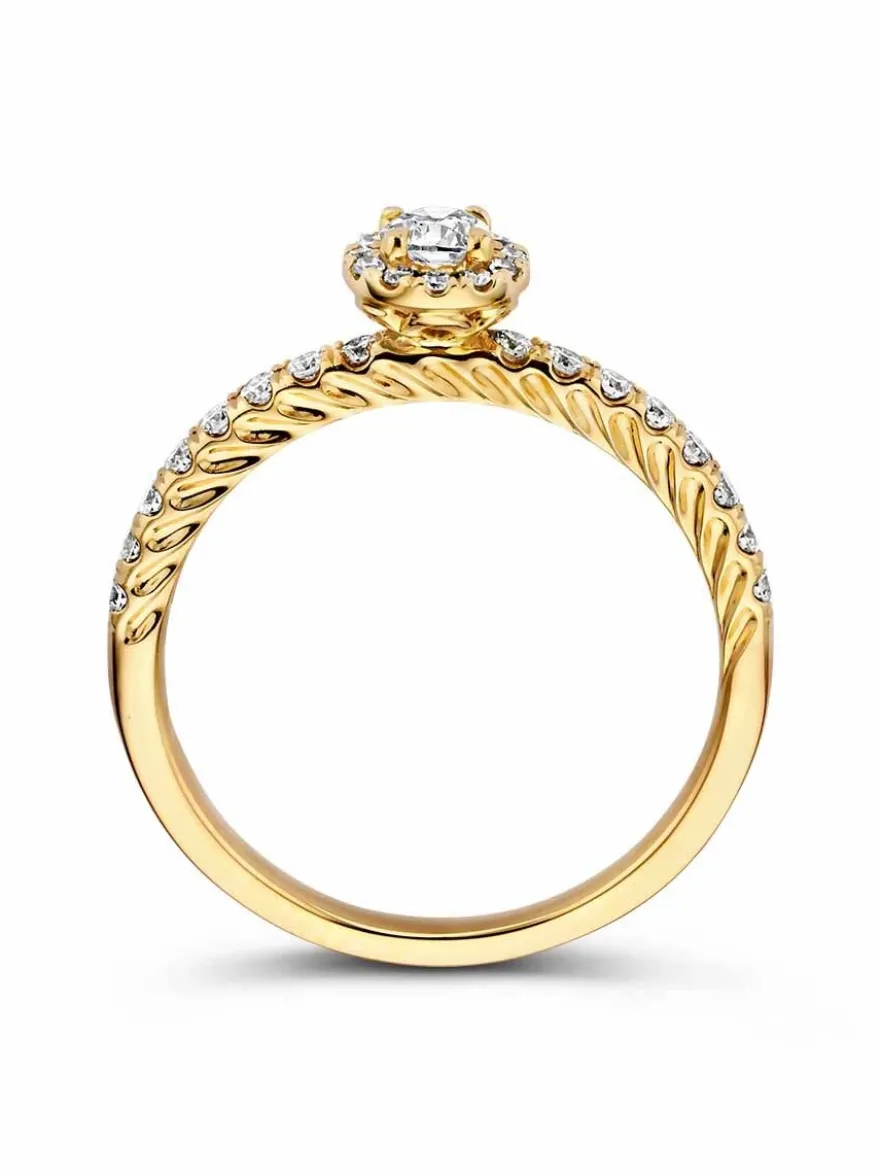 Entourage ring geelgoud briljant + Feestelijk verpakt