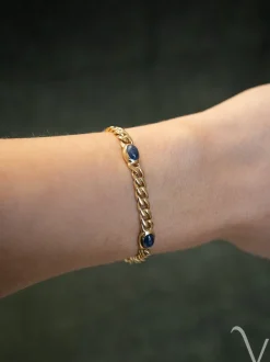 Geelgouden armband met cabuchon geslepen saffier + Luxe Cadeau
