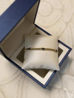 Geelgouden armband met cabuchon geslepen saffier + Luxe Cadeau