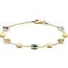 Geelgouden armband met gefacetteerde amethist, citrien, peridot en topaas + Luxe Cadeau