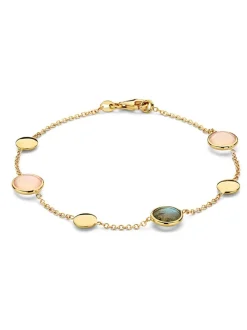 Geelgouden armband met labradoriet en rozekwarts