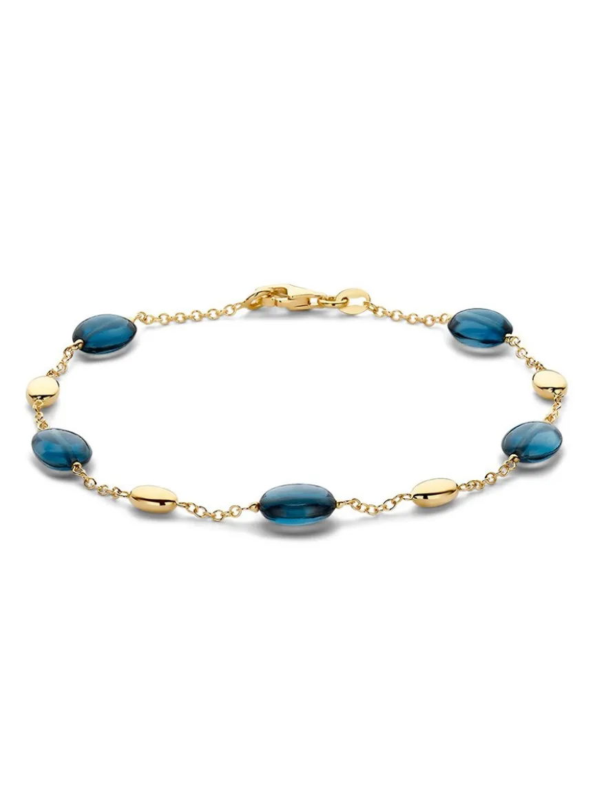 Geelgouden armband met london blue topazen + Luxe Cadeau
