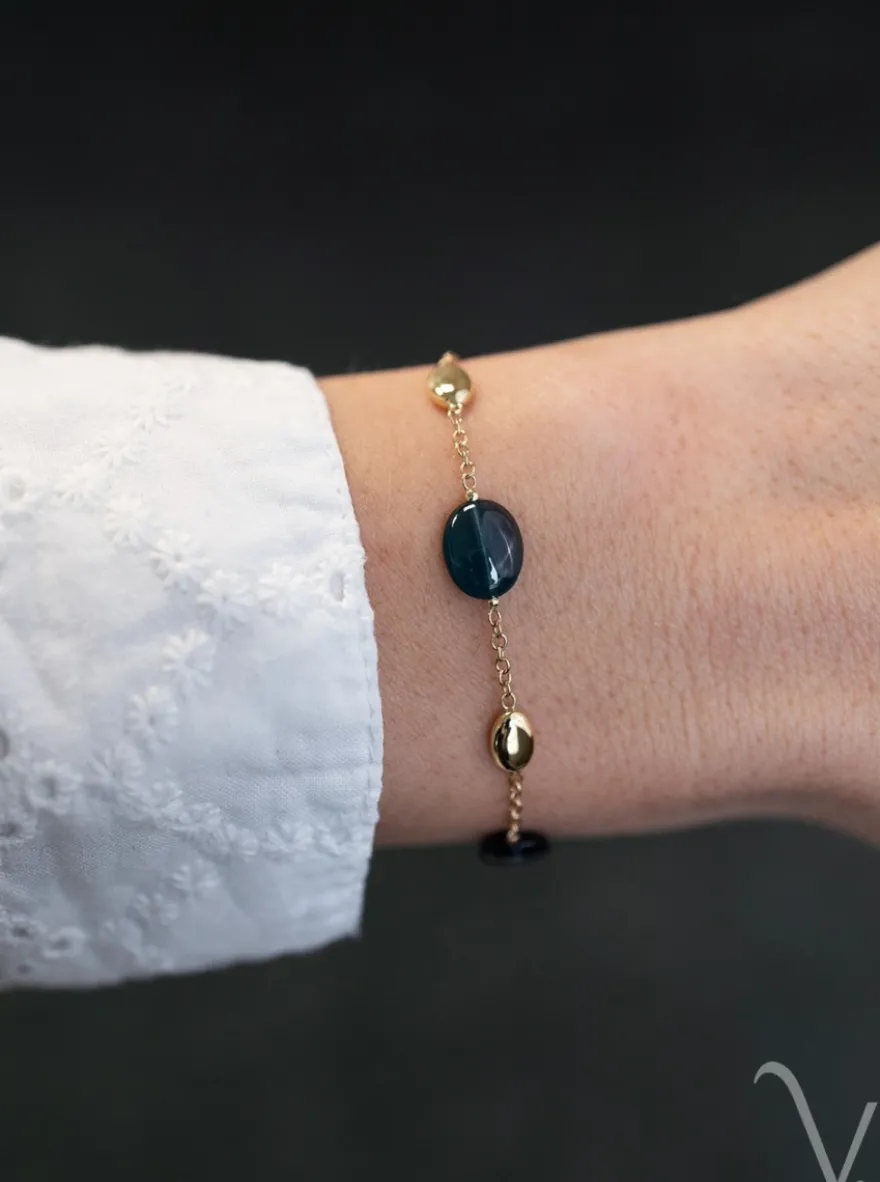 Geelgouden armband met london blue topazen + Luxe Cadeau