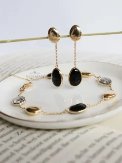 Geelgouden armband met onyx en rutiel + Luxe Cadeau