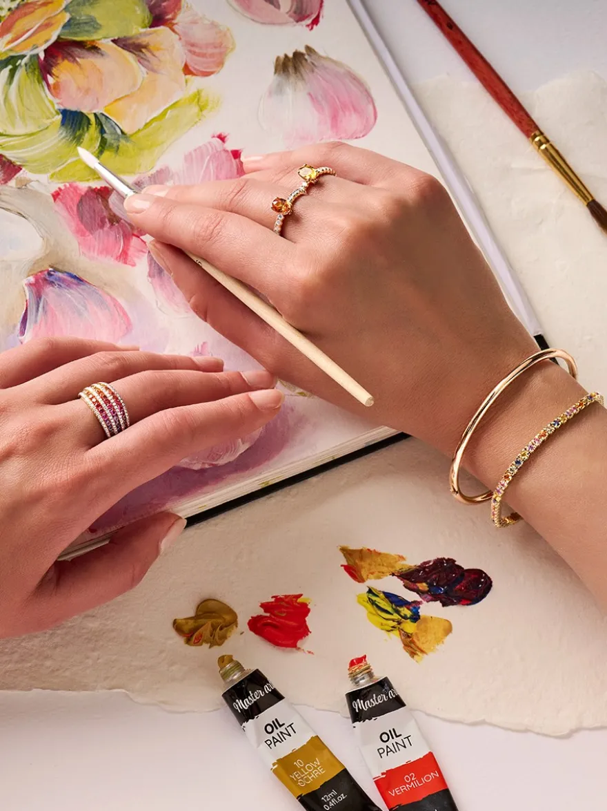 Geelgouden armband met rainbow saffier + Luxe cadeau