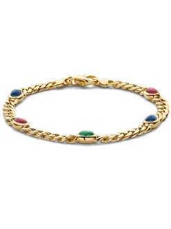 Geelgouden armband met saffier, robijn en smaragd + Luxe Cadeau