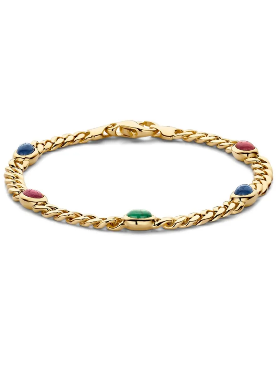 Geelgouden armband met saffier, robijn en smaragd + Luxe Cadeau