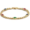 Geelgouden armband met saffier, robijn en smaragd + Luxe Cadeau