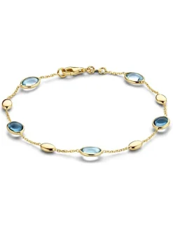 Geelgouden armband met topaas en london blue topaas + Luxe Cadeau