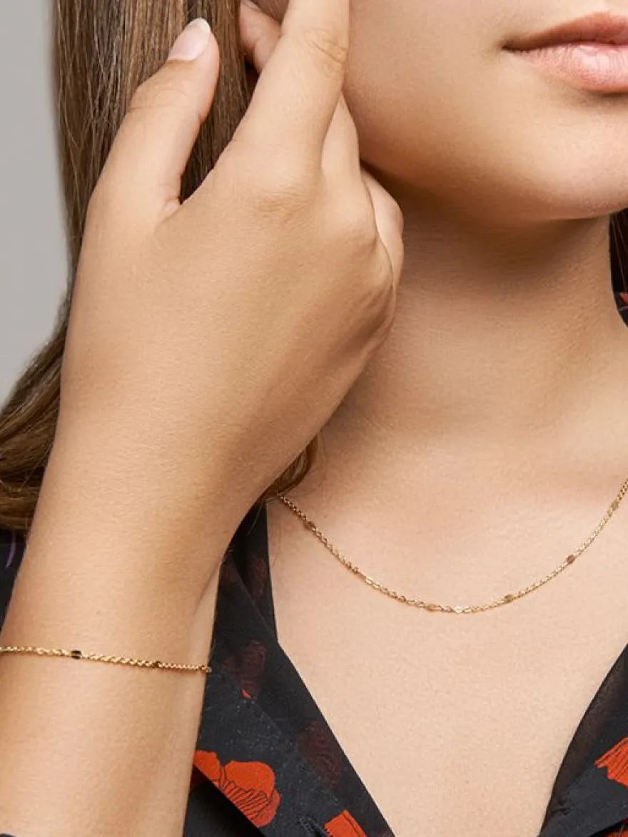 Geelgouden collier met plaatjes + Luxe Cadeau