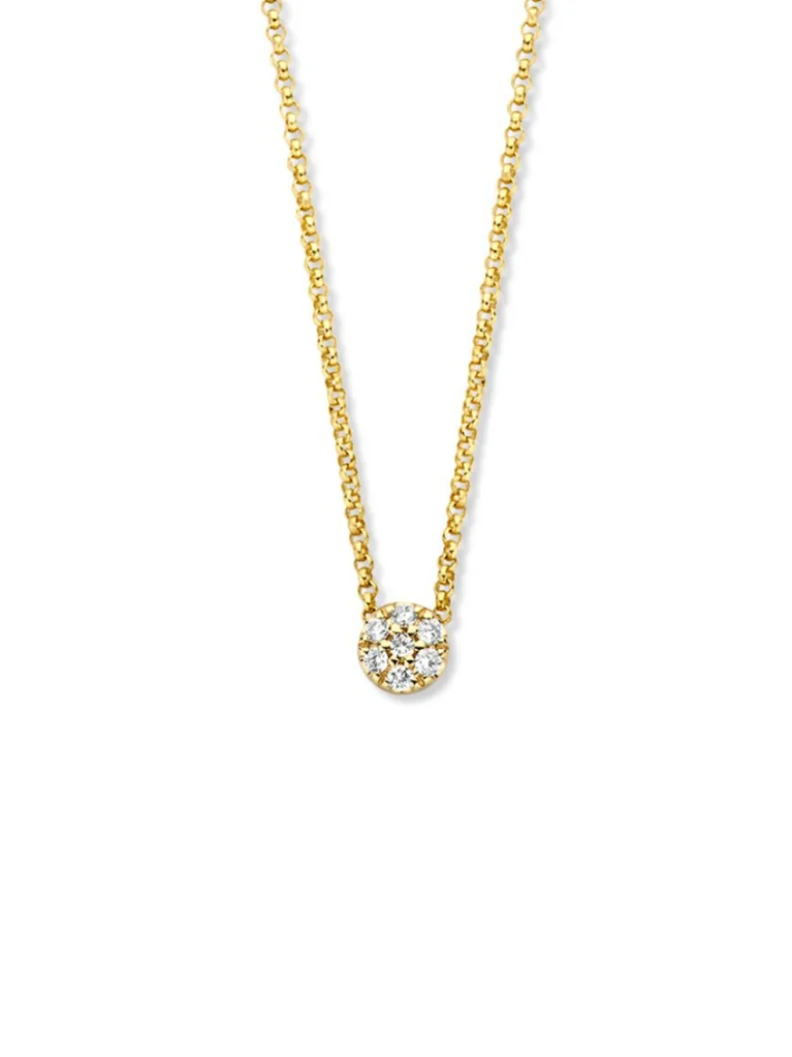 Geelgouden collier briljant 0,06 crt. + Luxe Cadeau