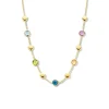 Geelgouden collier met amethist, citrien, peridot en topaas