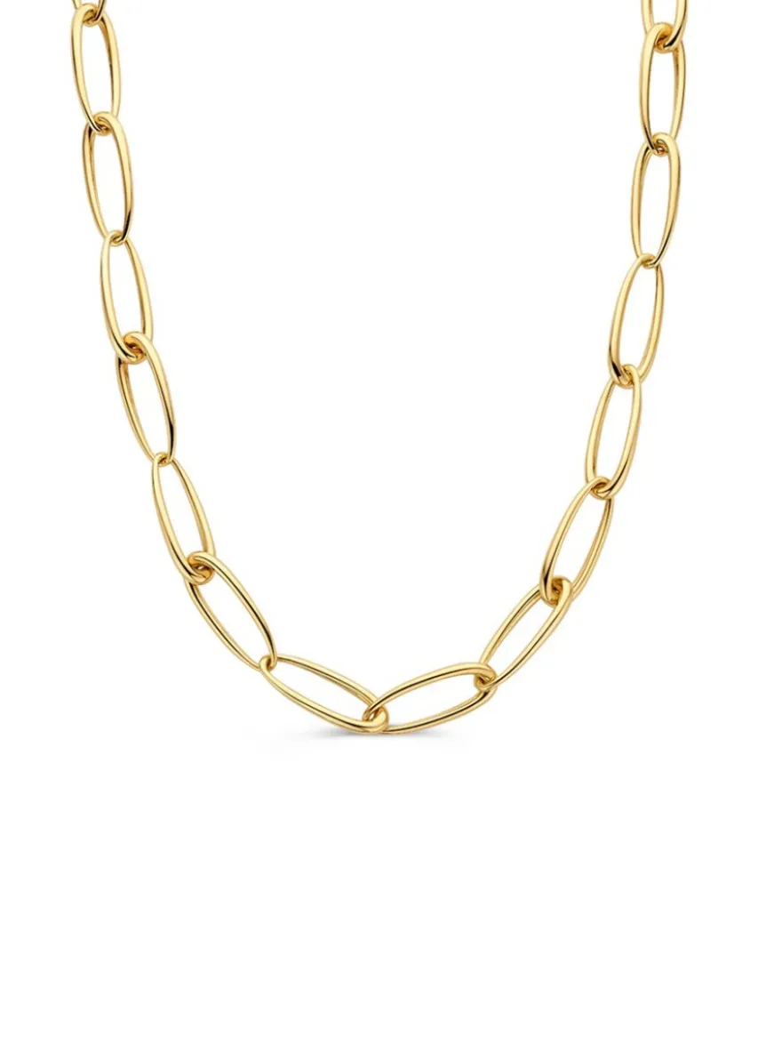 Geelgouden collier met asymmetrische schakel + Luxe Cadeau
