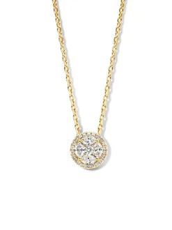 Geelgouden collier met briljant en markies 0,80crt.