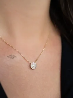 Geelgouden collier met briljant en markies 0,80crt.