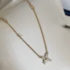 Geelgouden collier met diamant bloem + Gratis verzending