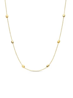 Geelgouden collier met gepolijste en gematteerde elementen + Luxe Cadeau