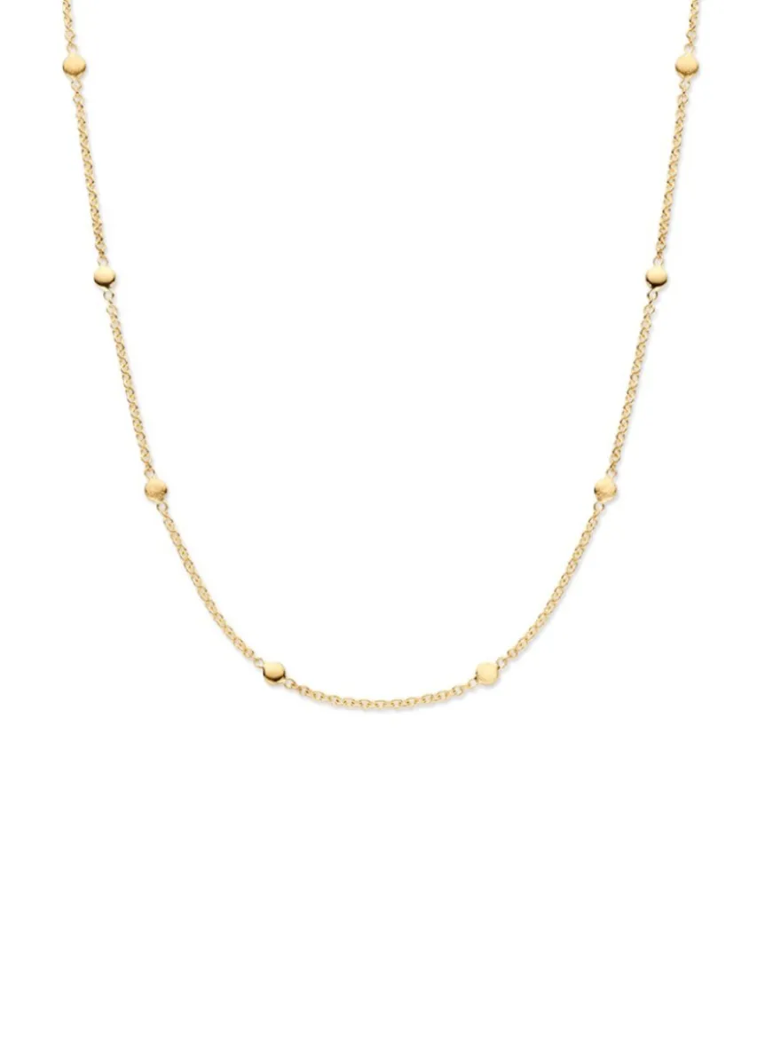 Geelgouden collier met gematteerde en gepolijste plaatjes + Luxe Cadeau