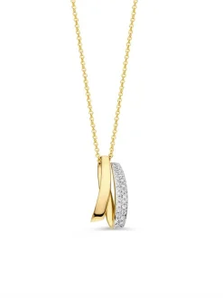 Geelgouden collier met hanger en diamant 0,10 crt. + Luxe Cadeau