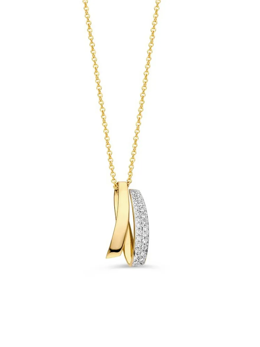 Geelgouden collier met hanger en diamant 0,10 crt. + Luxe Cadeau