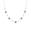 Geelgouden collier met london blue topaas + Luxe Cadeau