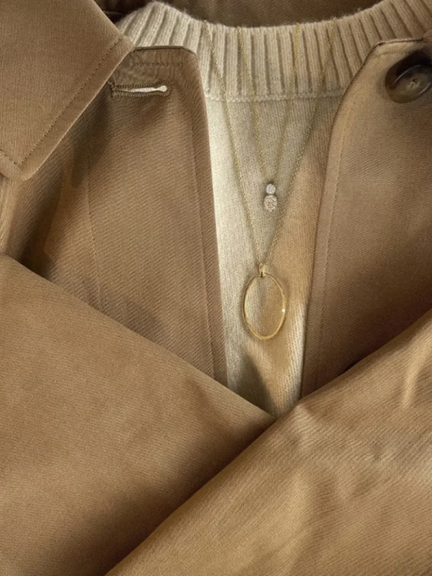 Geelgouden collier met open hanger + Luxe Cadeau