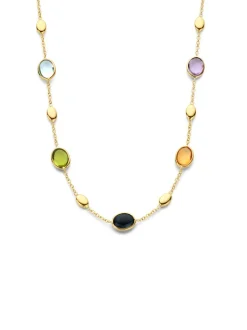 Geelgouden collier met peridot, topaas, citrien en amethist + Luxe Cadeau
