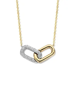 Geelgouden collier met schakel hanger briljant 0,26crt.