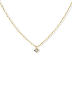 Geelgouden collier met briljant 0.10crt. + Luxe Cadeau