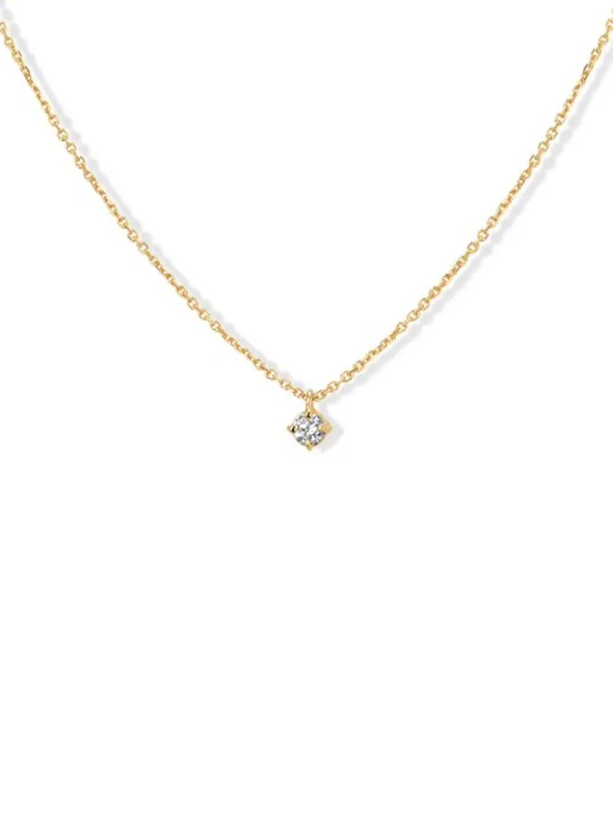 Geelgouden collier met briljant 0.10crt. + Luxe Cadeau