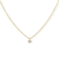 Geelgouden collier met briljant 0.05crt. + Luxe Cadeau