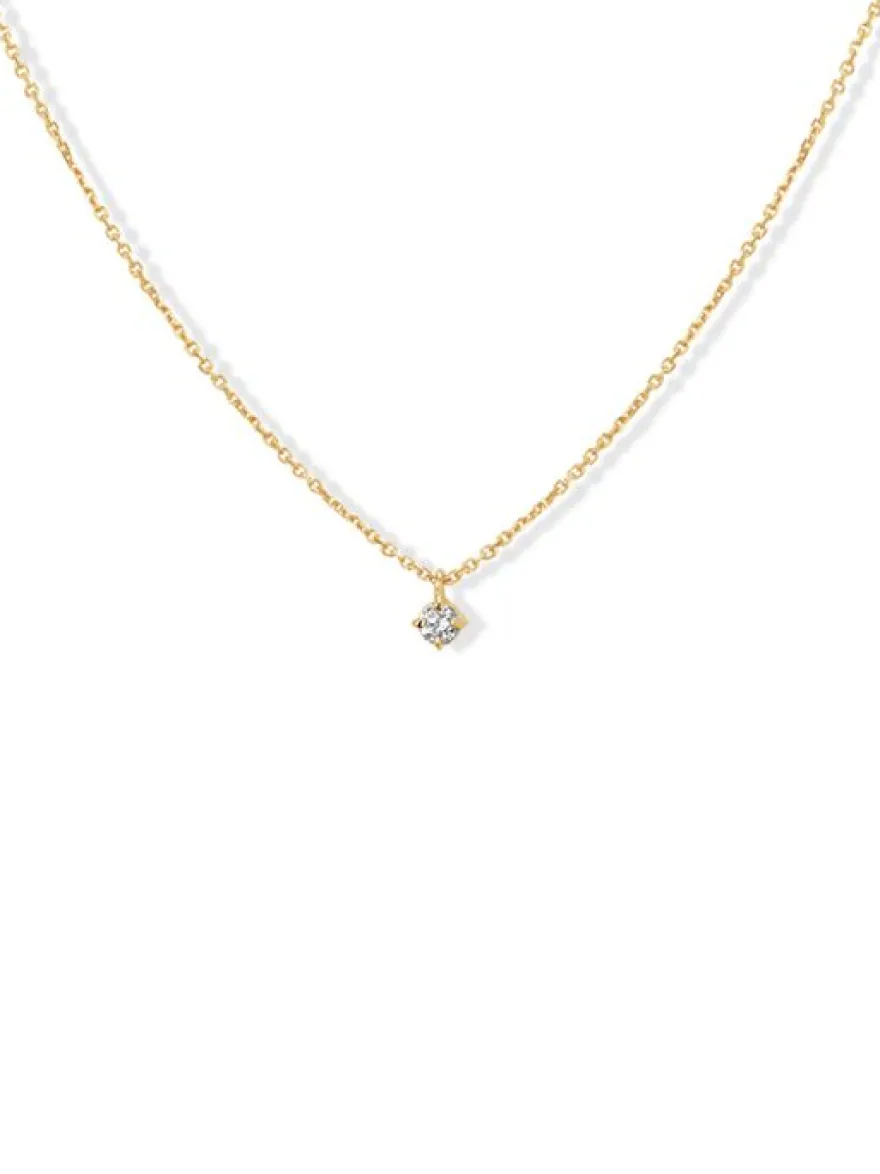 Geelgouden collier met briljant 0.05crt. + Luxe Cadeau