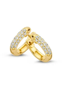 Geelgouden creolen met briljant 0,32crt. + Luxe Cadeau