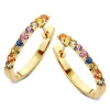 Geelgouden creolen met rainbow saffier + Luxe cadeau