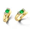 Geelgouden creolen met smaragd en diamant 0,08crt.