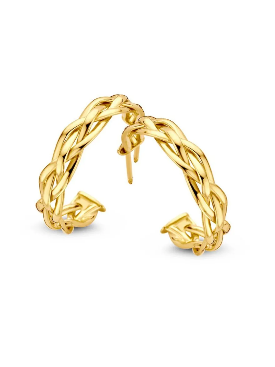 Geelgouden creolen met vlechtpatroon 20mm + Luxe Cadeau