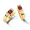 Geelgouden creolen robijn en diamant 0,08crt. + Luxe cadeau