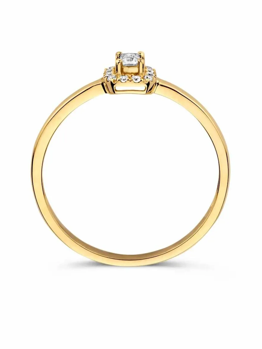 Geelgouden entourage ring met emerald zirkonia + Luxe Cadeau