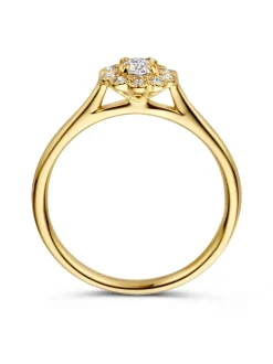 Geelgouden entourage ring met diamant 0.43crt. + Luxe Cadeau