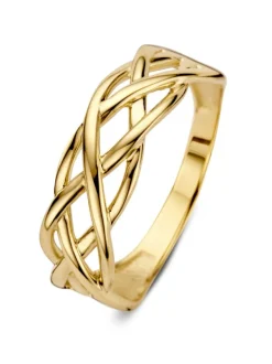 Geelgouden gevlochten ring + luxe cadeau