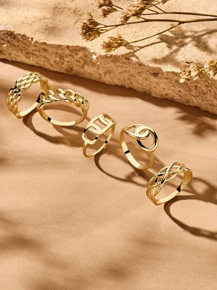 Geelgouden gevlochten ring + luxe cadeau