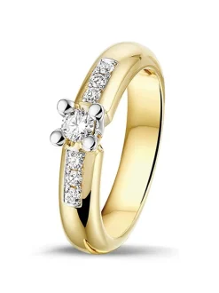 Geelgouden jubileumring briljanten 0,25 crt + Luxe cadeau
