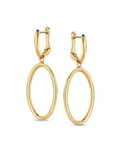 Geelgouden oorhaken met open hanger + Luxe Cadeau