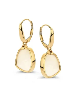 Geelgouden oorhaken met parelmoer + luxe cadeau