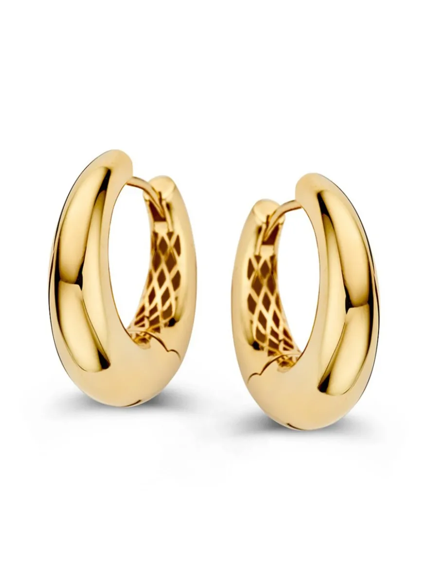 Geelgouden oorringen 14 mm + luxe cadeau