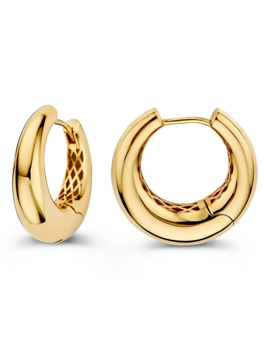 Geelgouden oorringen 14 mm + luxe cadeau
