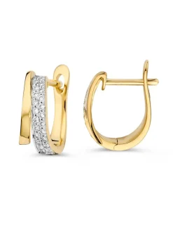 Geelgouden oorringen met diamant 0,18crt. + Luxe Cadeau