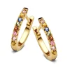 Geelgouden oorringen met regenboog saffier + Luxe Cadeau