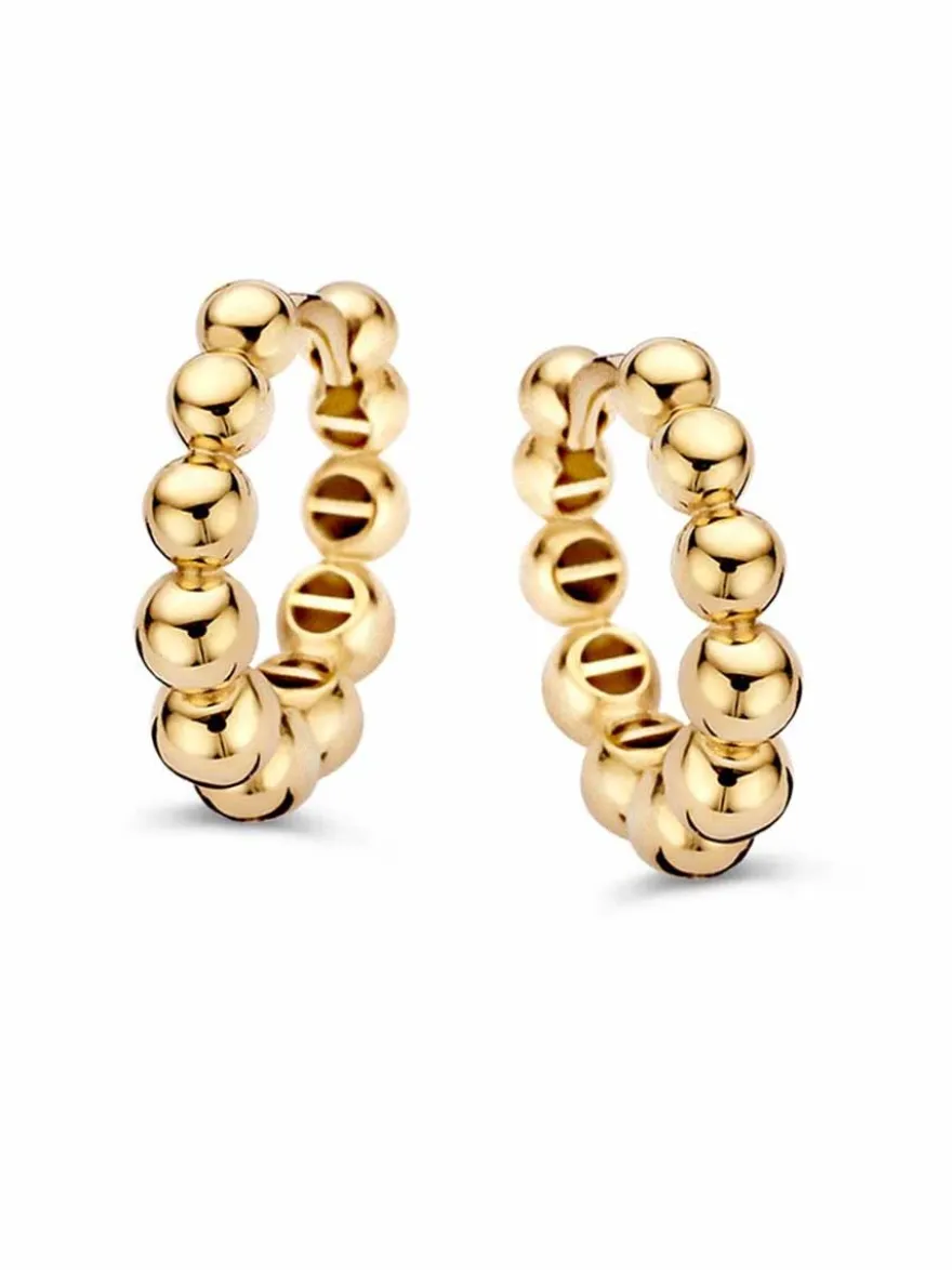 Geelgouden oorringen met bolletjes + Luxe Cadeau